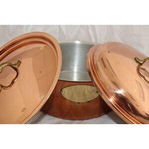 Vtg De La Cuisine Copper 2 Quart Dutch Oven With Two Different Lids